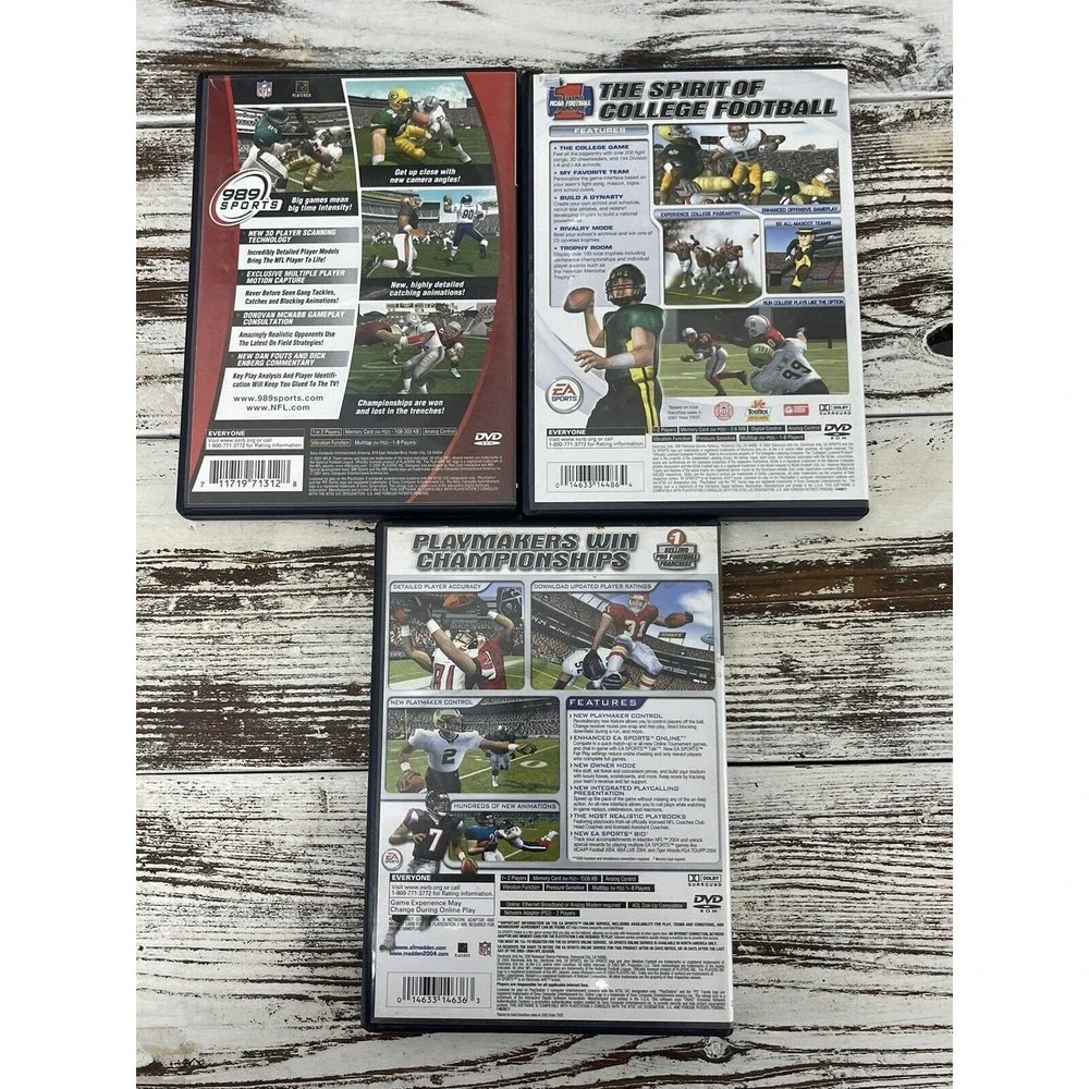 PS2 Sports game Lot of 3 MADDEN 2004 NCAA FOOTBALL NFL Game day‎ 2002 Manual Box